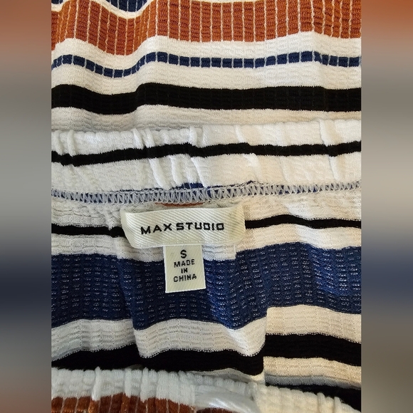 Max Studio Boho Navy and White Striped Maxi Skirt - Picture 6 of 8